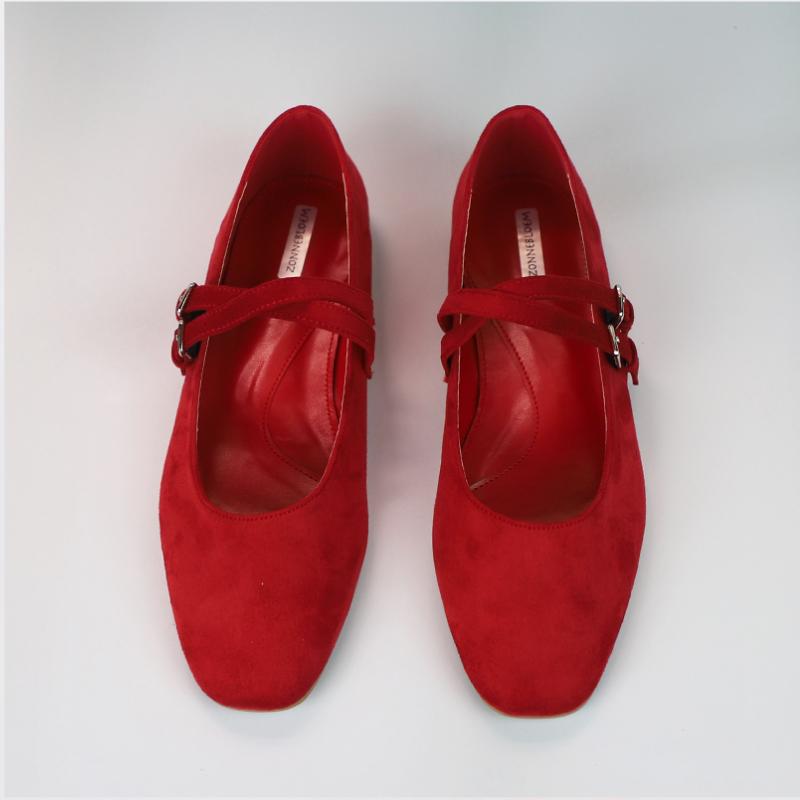 Модные дизайнерские туфли Мэри Джейн Весна 2025 для женщин, с двойным тонким ремешком и пряжкой, повседневные, легкие, из фланели, с круглым носком, шикарные женские балетки