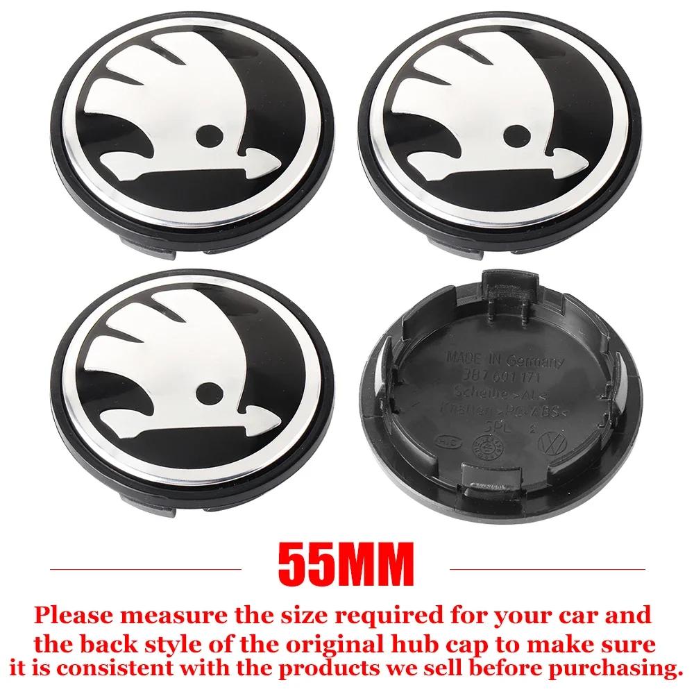 Car Sticker 2025 Hot 4pcs 55/65mm Wheel Hub Center Caps Badge Cover Hubcaps For Skoda Fabia Superb Rapid Karoq VII Yeti Kodiaq A