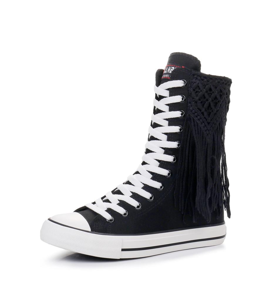 Ботинки женские кроссовки парусиновые повседневные высокие туфли длинные ботинки на шнуровке молния удобные плоские ботинки кроссовки Tenis Feminino