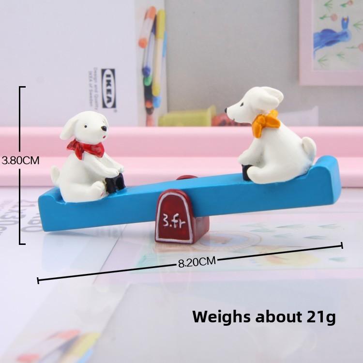 Kawaii Garden Ornament Resin Dog Seesaw Figure With Versatile Planting Decor For Gifts