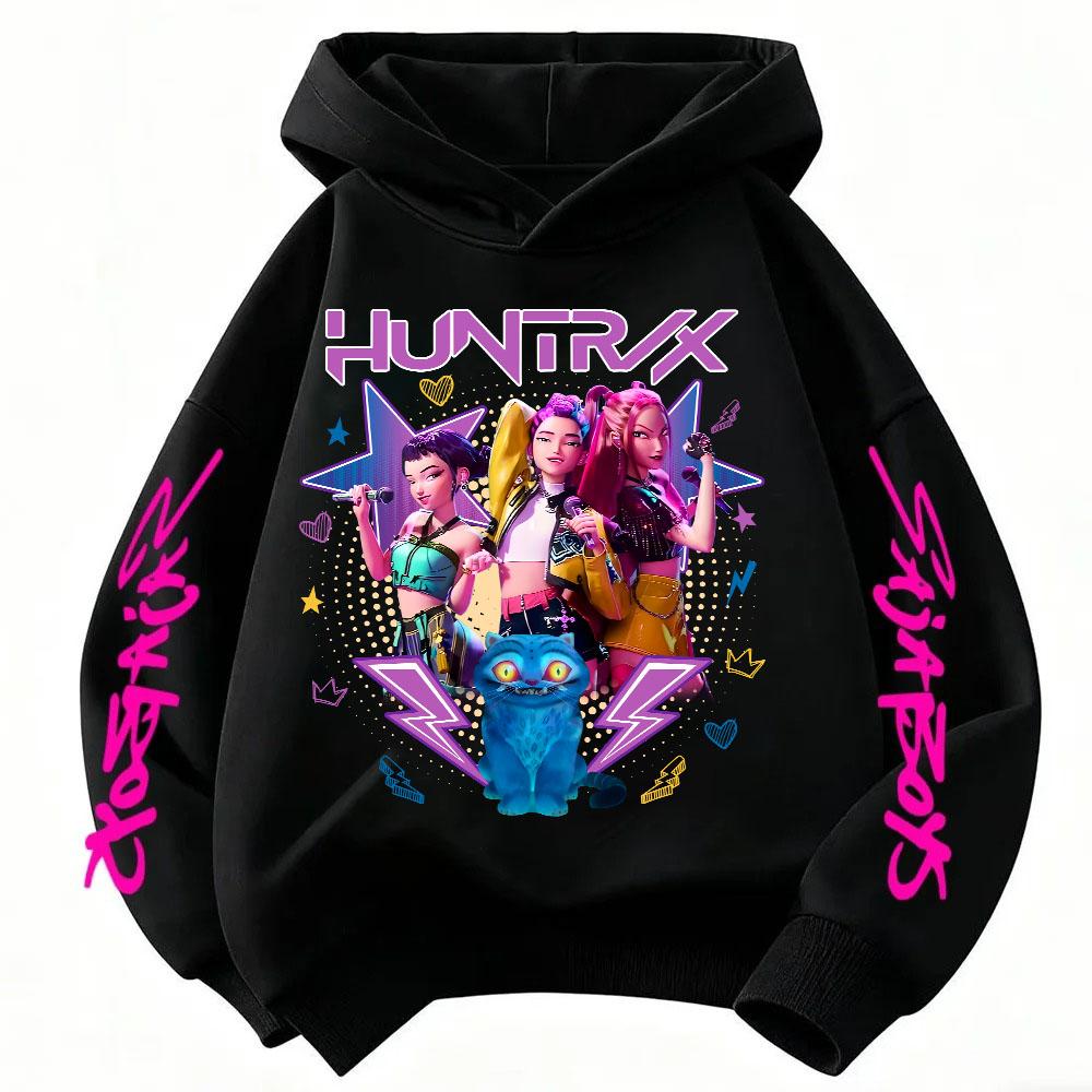 Мультяшное детское худи K-Pop Demon Hunter для весны и осени, модный повседневный топ, толстовка для девочек