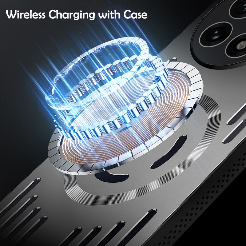 Жесткий металлический чехол для отвода тепла с магнитной беспроводной зарядкой для OnePlus 13 13R 12 One Plus 13 Крутой защитный чехол на заднюю панель