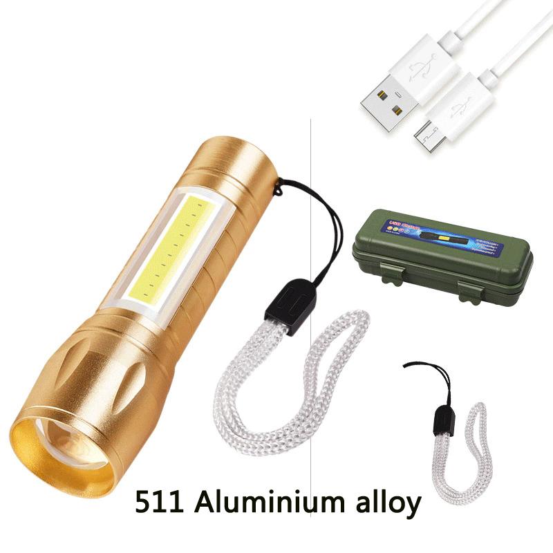 Мини светодиодный фонарик COB+XPE Портативный фонарь USB-зарядка Кемпинговый фонарь Масштабируемый фокусирующий свет Тактический фонарик с зажимом для ручки