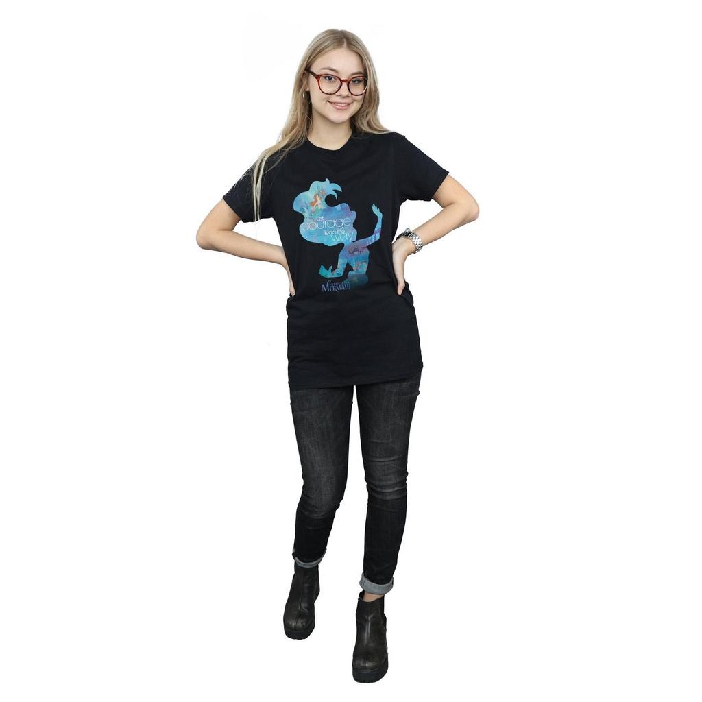 Disney Princess Womens/Ladies Ariel Filled Silhouette Cotton Boyfriend T-Shirt
