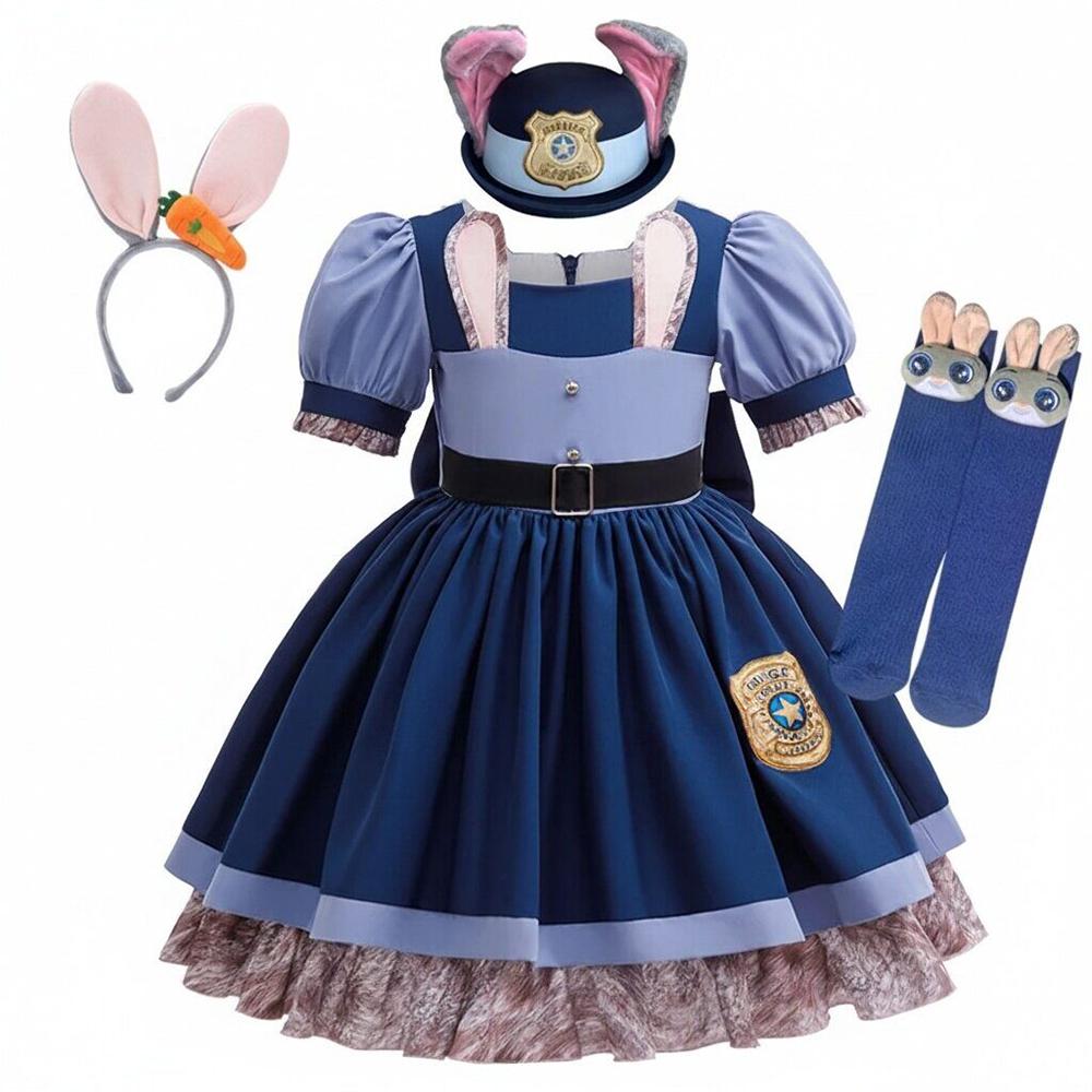Girl Zootopia 2 Dress Cosplay New Moives Judy Costume Halloween Bunny Cosplay Dress Up Performance Birthday Clothes