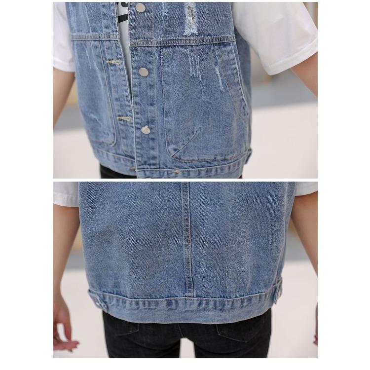 Весна и лето новый женский джинсовый жилет с большим карманом свободный корейский жилет куртка