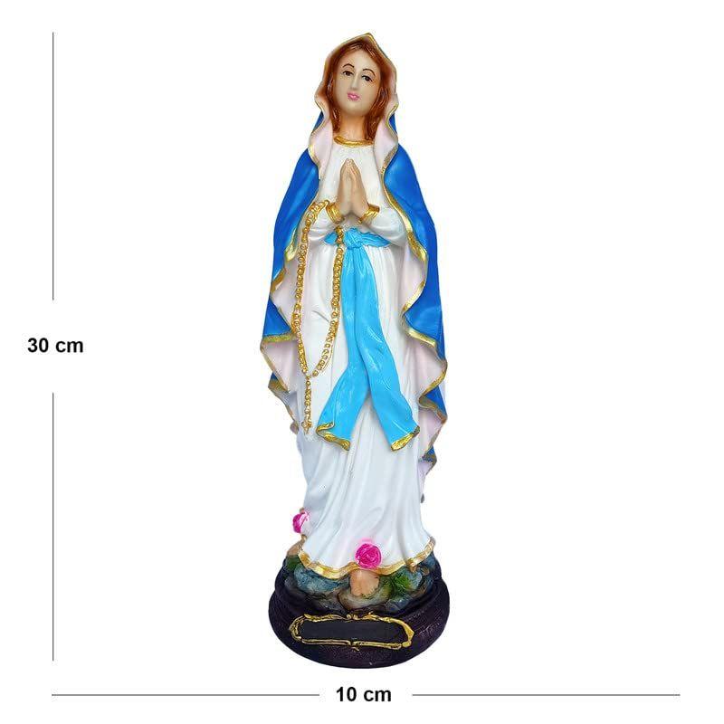 PolyMarble 1 Feet Lourdh Mary Showpiece Idol Catholic Wall Decorative Christian Statues Figurine Home Decor Craft House Warming for Living Room