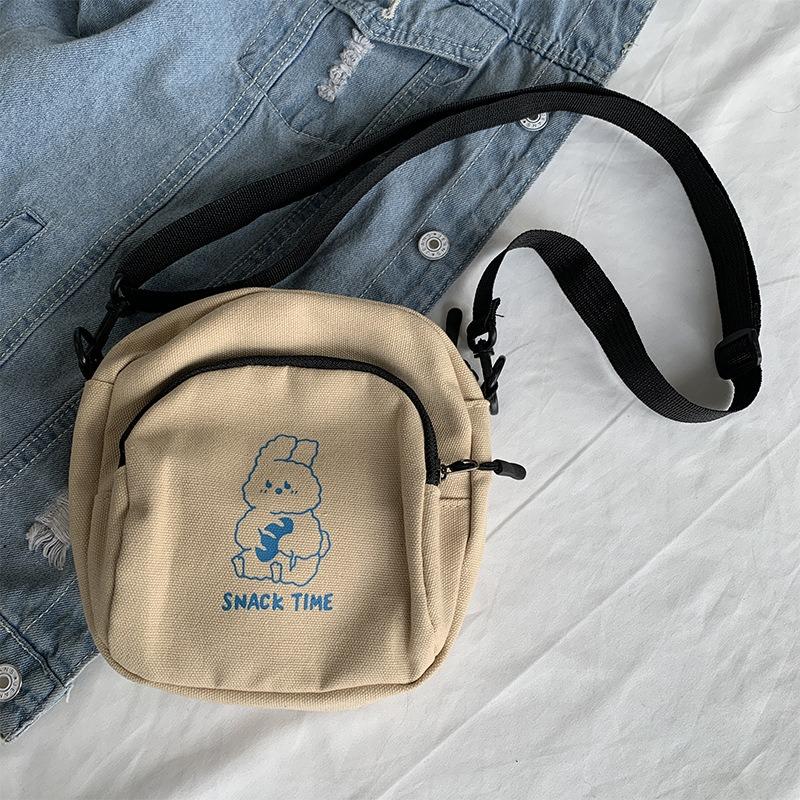 Милая маленькая сумка женская 2025 новая сумка через плечо сто с мультяжной холщовой сумкой
