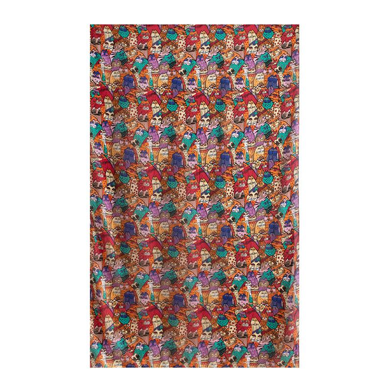 Spring  100% Mulberry Silk Scarf Women's Thin Shawl Silk Oil Painting Retro Plain Crepe Satin Premium Long Scarf