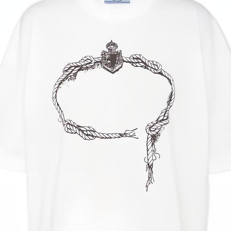 PRADA T Shirts Women's White Crew Neck Moderate Straight Fit 3558A-10M0-F0009-S-211