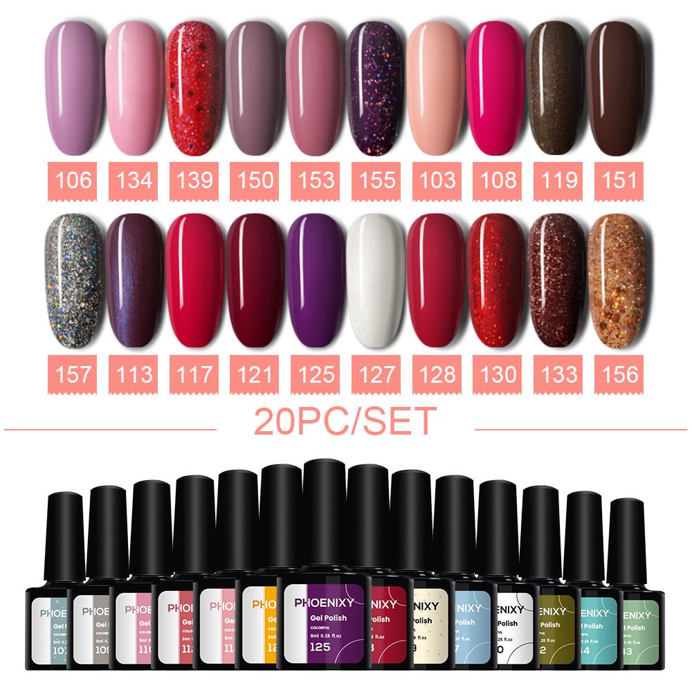 PHOENIXY Набор гель-лаков для ногтей 12/18/20/30/45 шт. Набор 8 мл Гибридный полупостоянный УФ-светодиодный набор для маникюра
