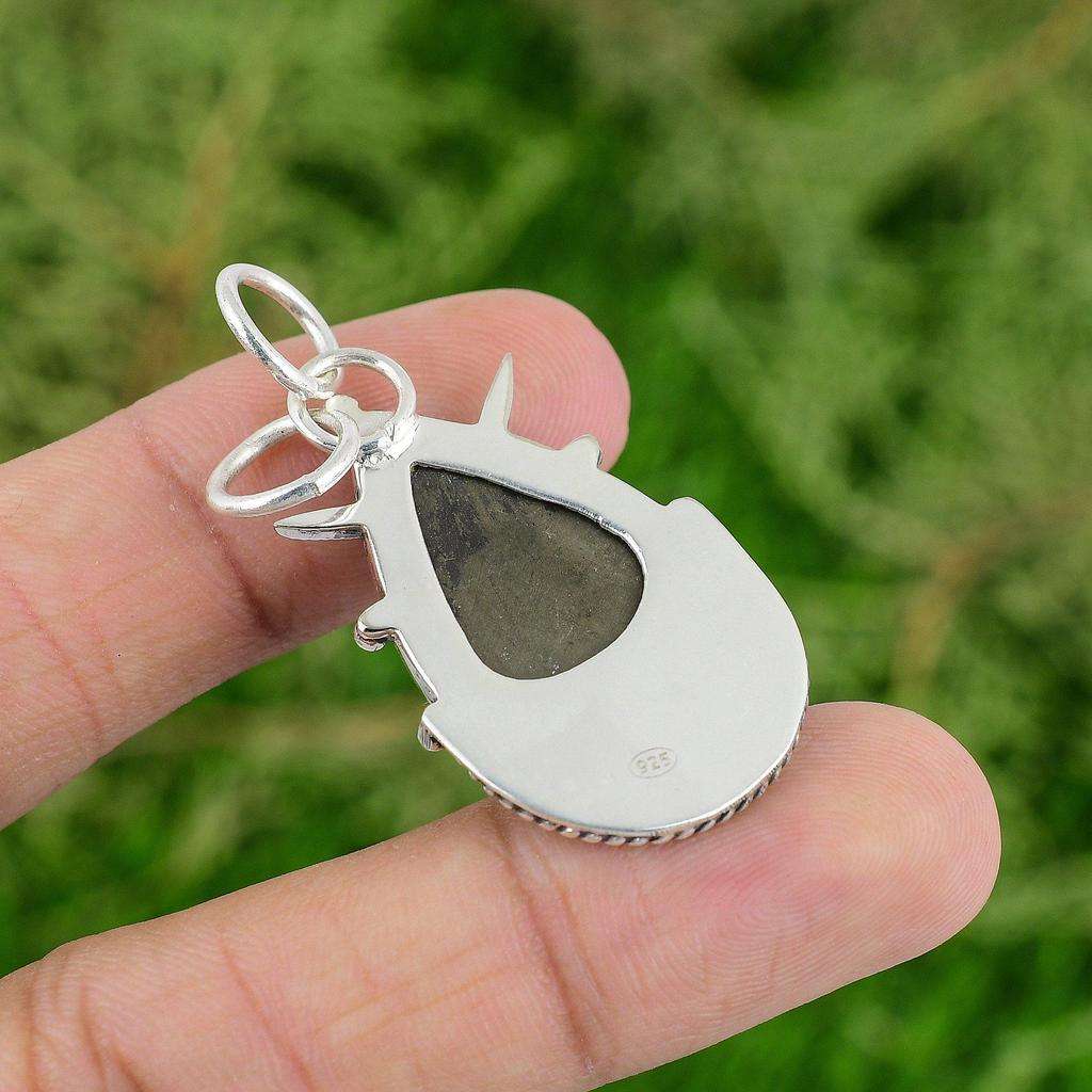 Daughters Day Deal Pear Pyrite Gemstone 925 Silver Wife Wedding Pendant Jewelry