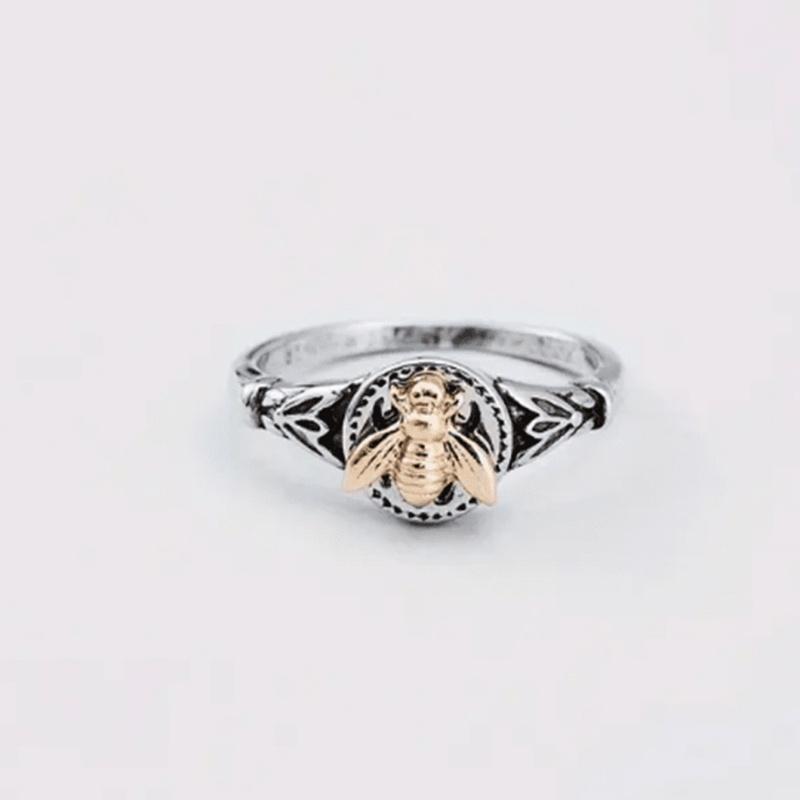 1 шт. Винтажное Кольцо с Насекомым Пчелой в Стиле Бохо Металлическое Золотое и Античное Серебряное Двухцветное Кольцо Размер 6-10