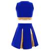 Kids Girls Cheerleading Costume Cheerleader Uniform Sleeveless V Neckline Letter Print Crop Top with Elastic Waistband Skirt
