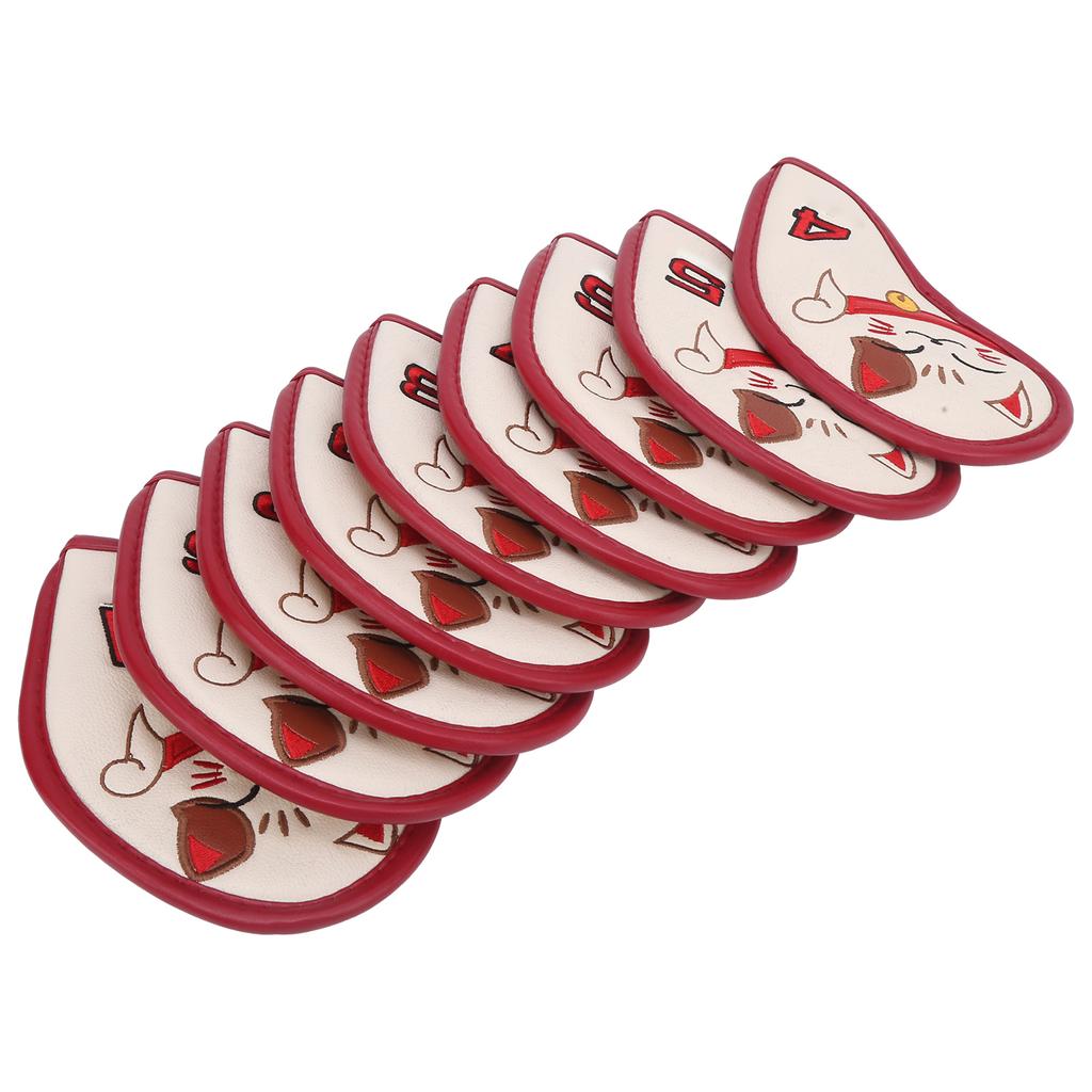 9 шт. Чехол для утюга для гольфа, прочный, из искусственной кожи, чехол для головы утюга для гольфа, вышитый кот Фортуна