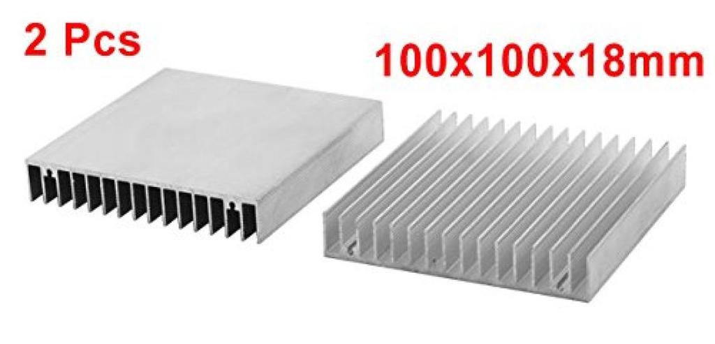 Uxcell Алюминиевый радиатор, Теплоотвод, 100 мм x 100 мм x 18 мм, 2 шт.