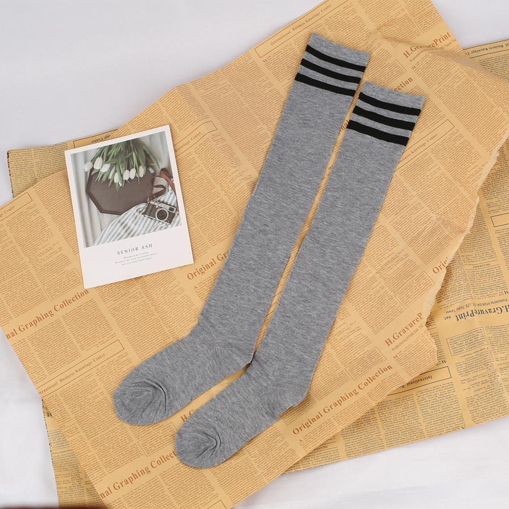 Высокие носки с тремя полосками и выше колена, в стиле колледжа, для выступлений, танцев, женские компрессионные хлопковые чулки