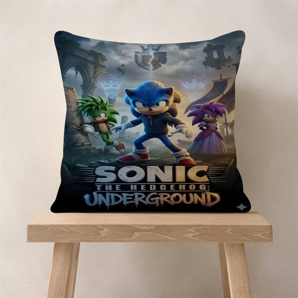 PC Classic Anime SSonic Characters Pillow Cushion Cover Pillowcase Living Room Sofa Home Decor Customized