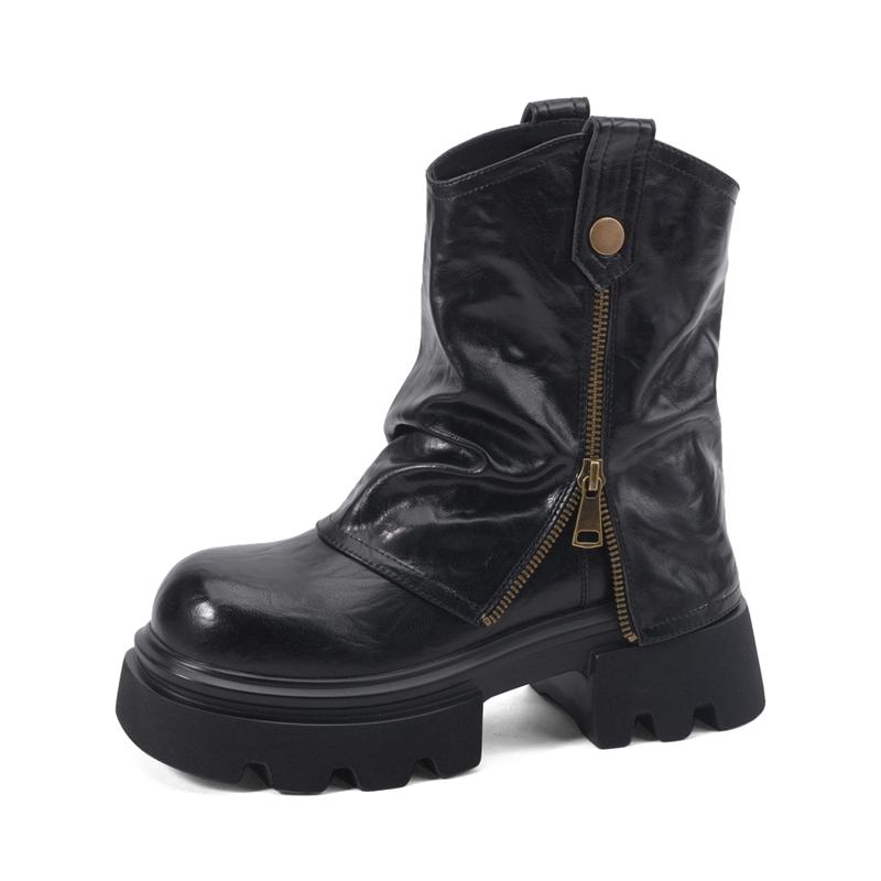 Мода 2025 Женские брюки-ботинки на толстой подошве с квадратным носком Женские ботильоны и полусапожки Большого размера Модные мотоботы женские