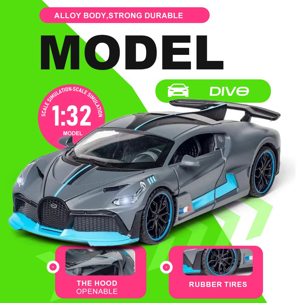 1:Масштаб 32 Автомобили Divo Chiron из сплава Миниатюрные модели Игрушка Металл Литье под давлением Оттяжной Механизм Симуляция Транспортных Средств Модели Игрушки Подарки для Друзей