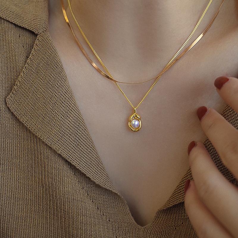 Ramos collier à pendentif en forme de goutte de perle naturelle, élégant, breloque, plaqué or , chaîne délicate, à la mode, cade