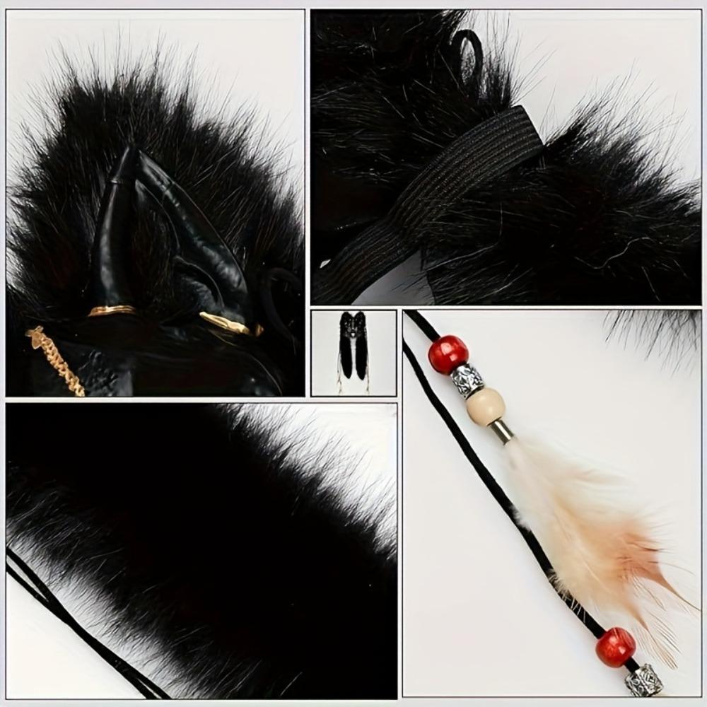 Пушистая маска волка Викинг Мех Маска лисы Вендиго Головной убор Хэллоуин Костюм оборотня Варвар Средневековый Косплей Воин Ренессанс