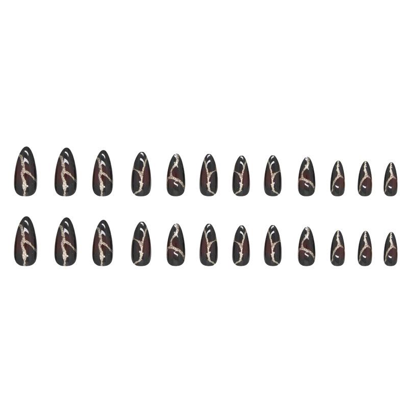 24 Pieces Sweet and Cool White Almond Nail European and American Fashion Cool and Elegant Girl Ins Wind Fake Nails