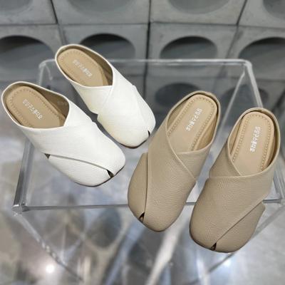 Тапочки из натуральной кожи на плоской подошве, женская одежда, мягкая подошва, удобная, универсальная женская обувь, модные тапочки Pantuflas De Mujer