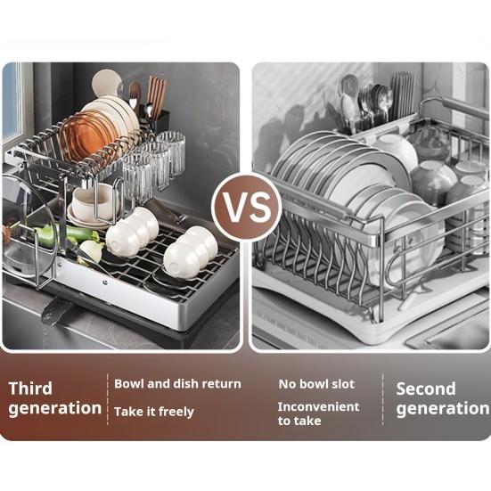 Большая сушилка для посуды с вращающимся на 360 градусов носиком, большой вместимости, устойчивая к ржавчине, расширяемая