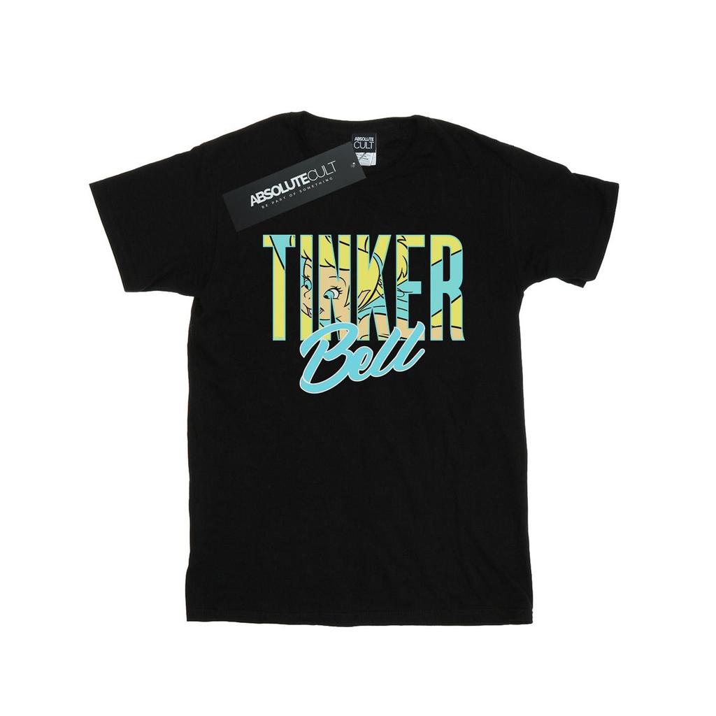 Disney Womens/Ladies Tinker Bell Wording Infill Cotton Boyfriend T-Shirt