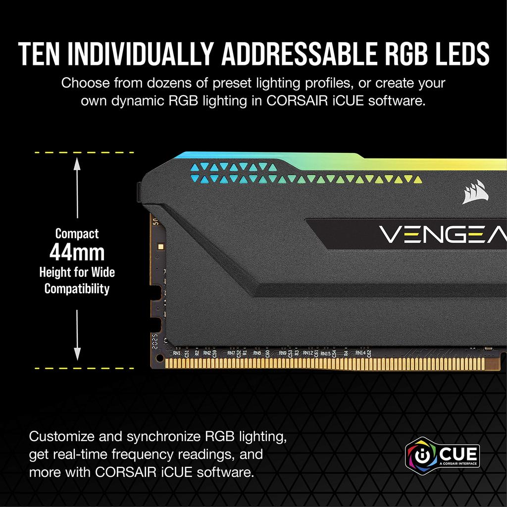 Corsair Vengeance RGB PRO SL 16GB DDR4 4000MHz C18 Optimized for AMD Ryzen Desktop Memory Ultra Bright RGB Custom Performance Tight Response Intel XMP