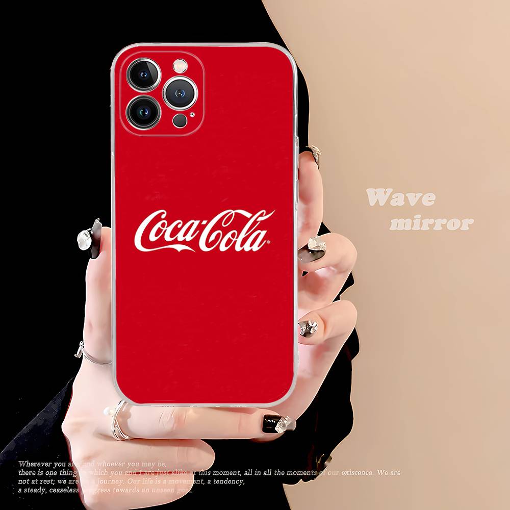 Чехол C-COCA Логотип C-COLA из ТПУ-силикона Для IPhone 11 12 13 14 15 16 17 Pro Max Ударопрочный Прозрачная задняя крышка