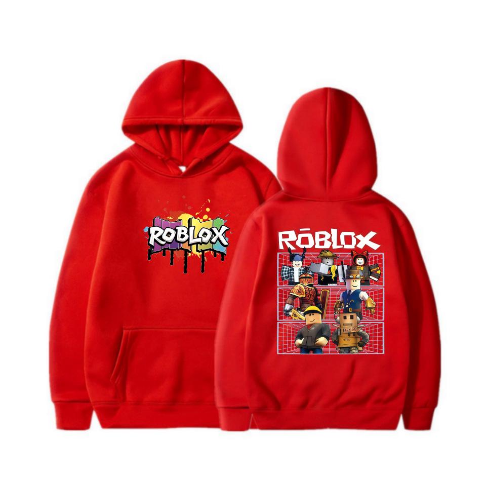 Детская толстовка с капюшоном Roblox с мультяшным принтом - Осенне-зимний стиль, Свободный повседневный пуловер для мальчиков и девочек