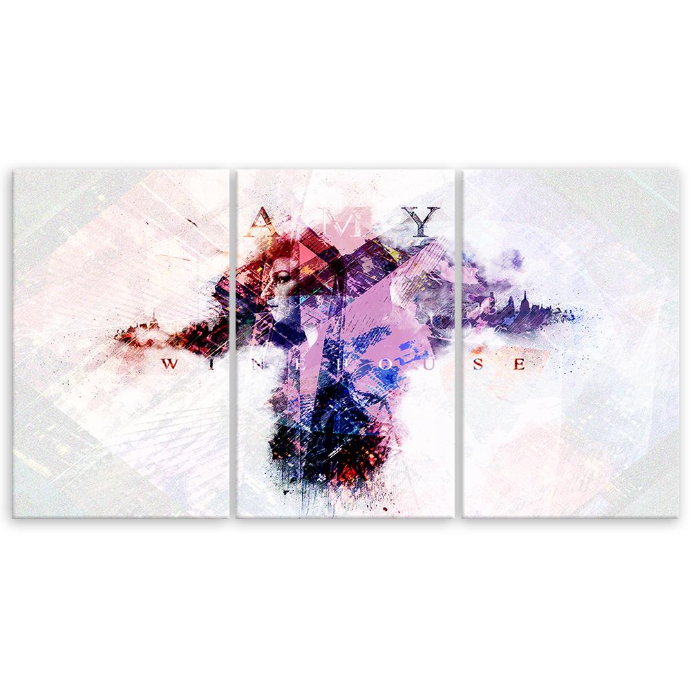 Three Piece Picture Canvas Print Amy Winehouse Singer