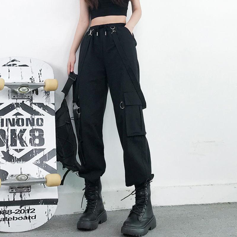 Летние женские брюки-карго с завышенной талией в стиле Харадзюку, широкие брюки-карго для женщин, мешковатые шаровары, женские брюки в стиле хип-хоп, джоггеры