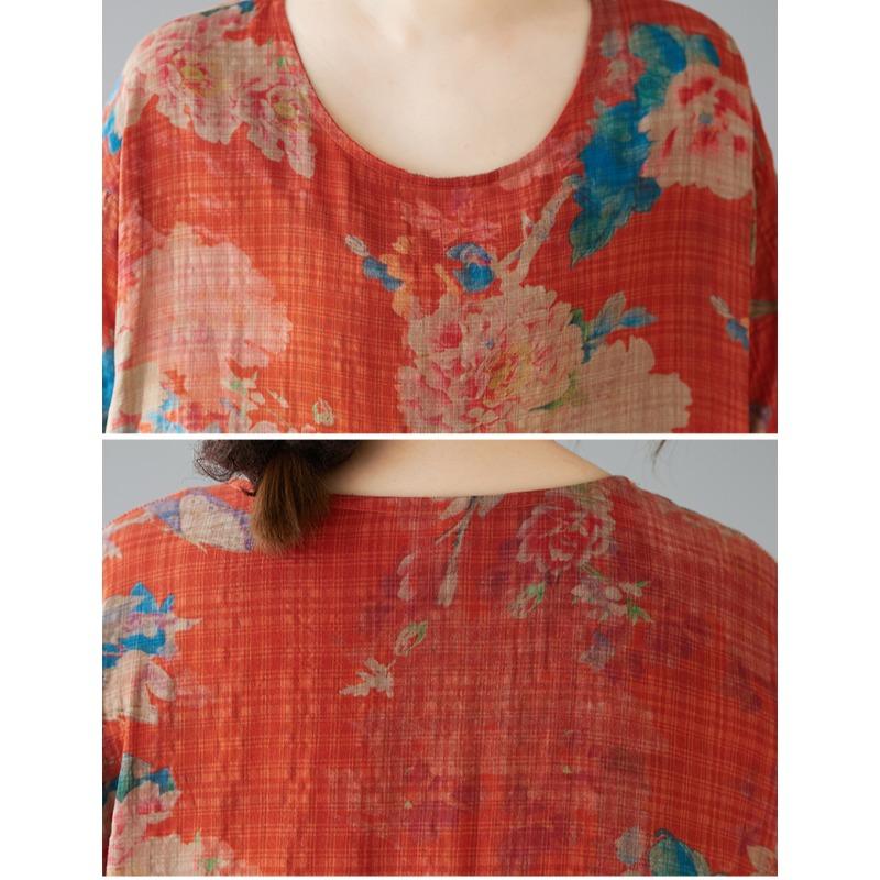 DIMANAF 2025 Летнее платье больших размеров для женщин Повседневное винтажное длинное платье Свободное базовое платье с цветочным принтом