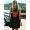 Модное летнее свободное короткое платье Новое женское повседневное без рукавов А-силуэта Вечерние платья Сексуальное с открытой спиной на шнуровке Однотонное платье-туника на бретельках Одежда