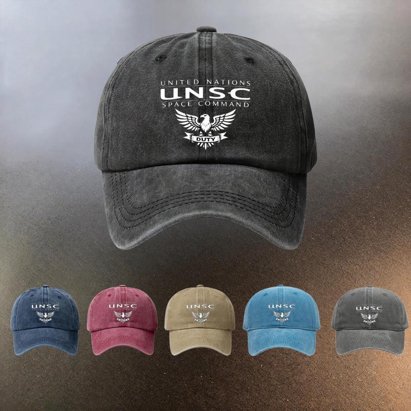 A UNSC Space ComUnisexd Washed Baseball Cap a Daily Sunprotection Hat for Outings a Musthave Fashionable Couples Hat Featur