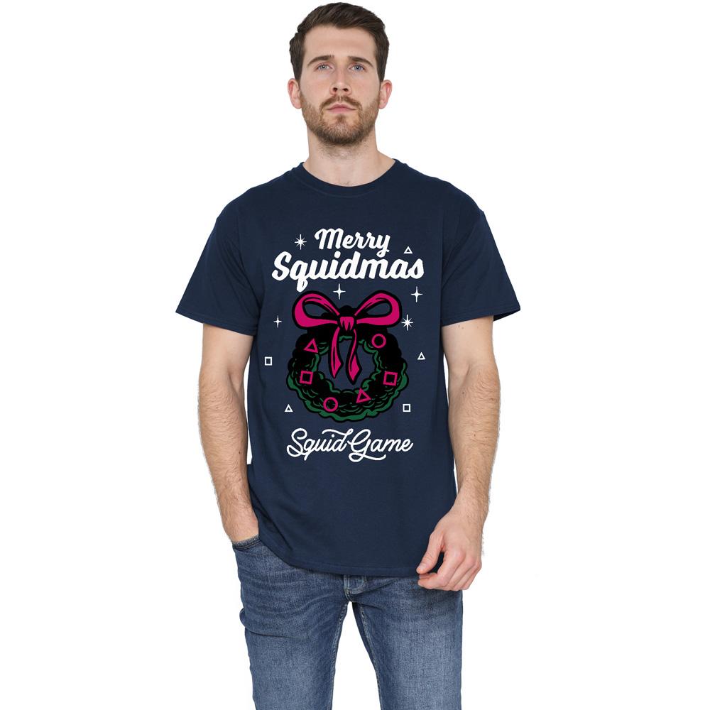 Футболка мужская Squid Game Merry Squidmas Wreath