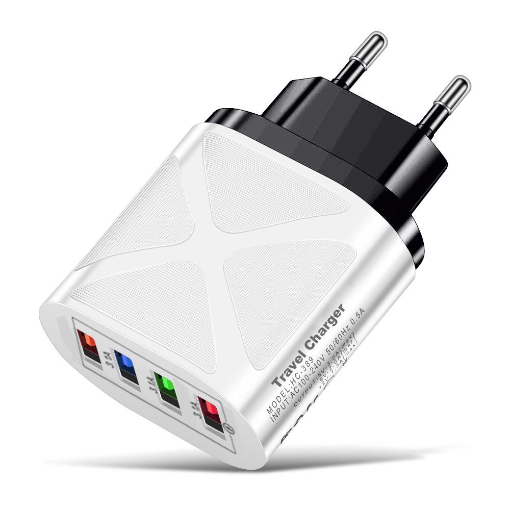 New Multi-Port Travel Charger 4 USB 5V/2.4A, Fast Charging with AU/EU/UK/US Plugs
