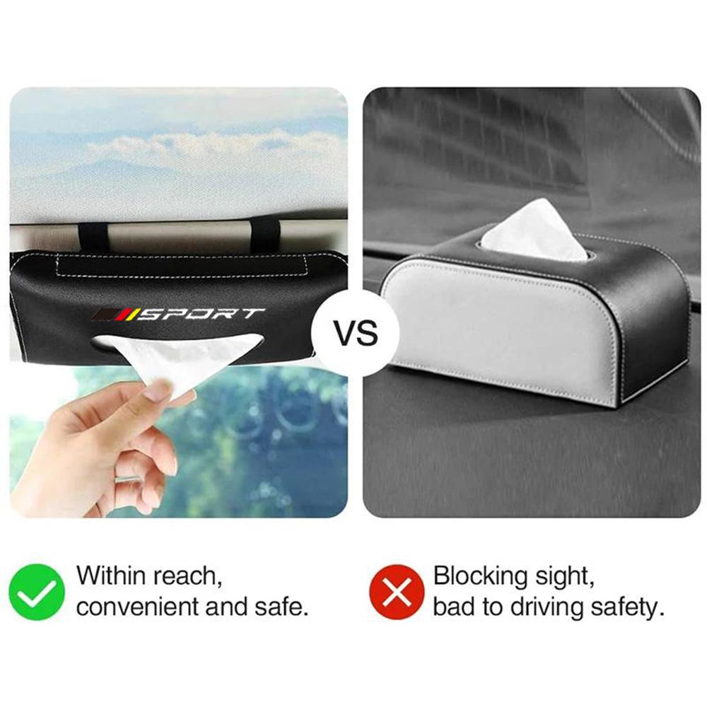 Alphabet Car Sun Visor Suspension Tissue Box Bracket PU Leather Car Tissue Box Car Interior Storage