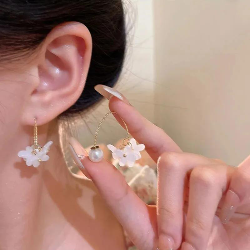 Изысканные серьги-подвески с цветами весеннего розового цвета для женщин, Серьги с подвесками-феями, цветами и листьями, Серьги-подвески для летнего отдыха, Подарки