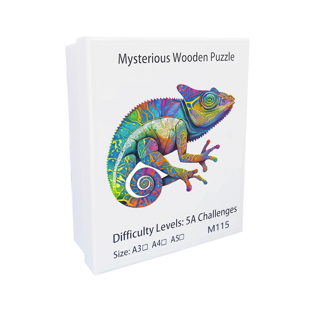 Chameleon Pattern Wooden Puzzle, Irregular Animal Shapes, Educational Toys, Best Holiday Birthday Gift