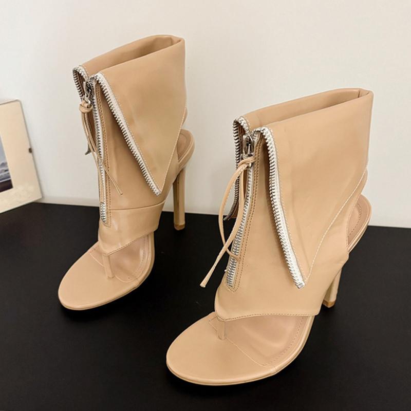 Liyke Новые стильные ботильоны с открытым носком на клипсах, женские сандалии, модные дизайнерские туфли на высоком каблуке с кисточками и молнией, женские туфли для выпускного вечера