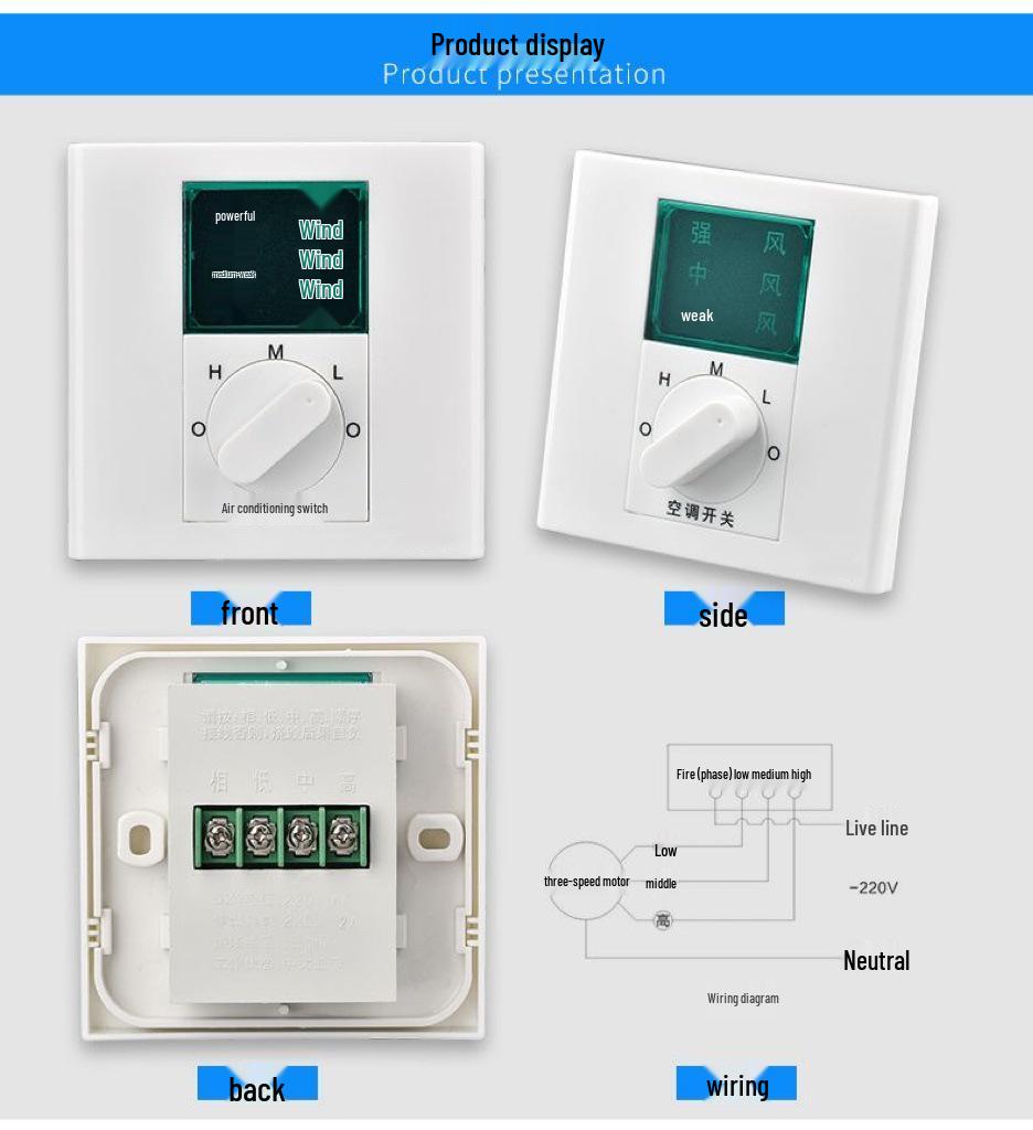 Термостат BC103: Фанкойл типа 86 с 3-скоростным управлением кондиционером