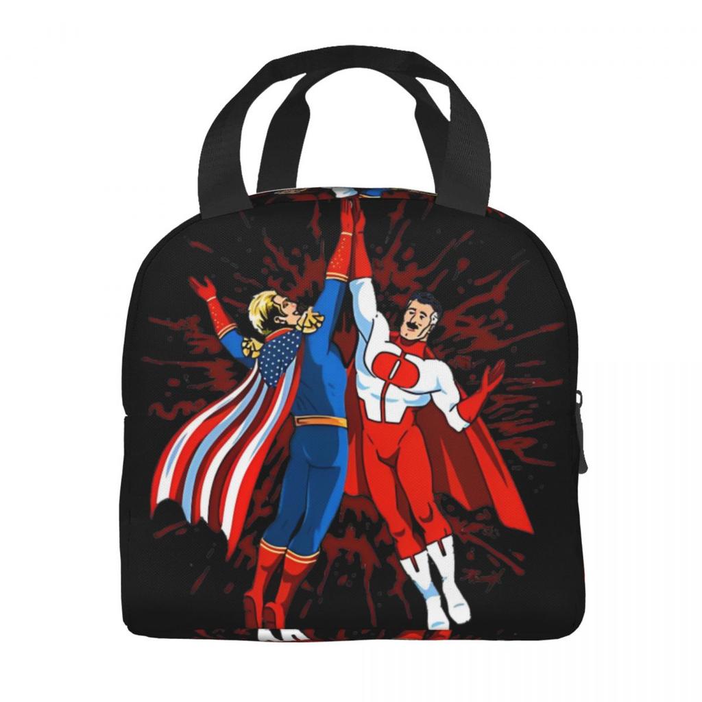 Invincible Hero Anime Cartoon Logo Product Insulated Lunch Bags For School Food Storage Bag Portable Thermal Cooler Lunch Boxes