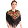 Women Warm Cloak Fringes Poncho Square Scarf Handkerchief Tassel Shawl Floral Printed Head Wraps