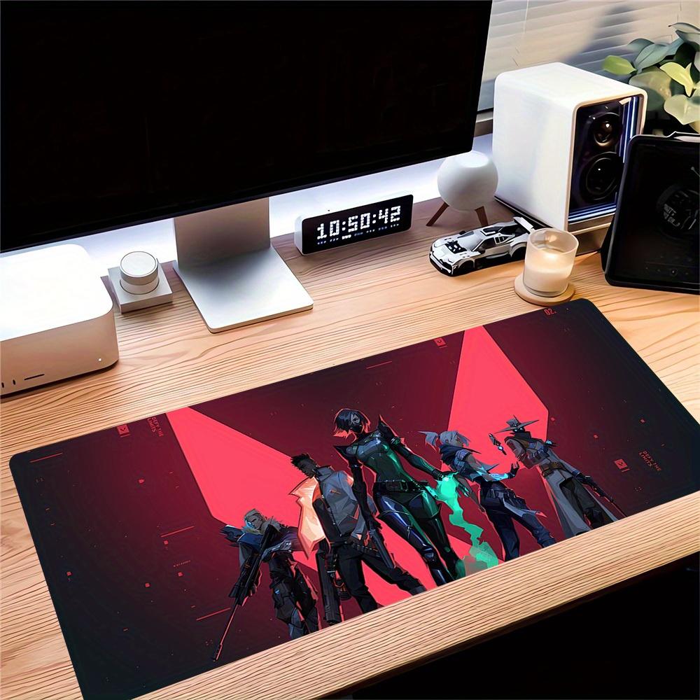 1pc Large Gaming Mouse Pad, UV Reactive Non-Slip Desk Mat, Washable PolyesterValorant, Agents, TeamworkComputer Pad with Vibrant Game Machin