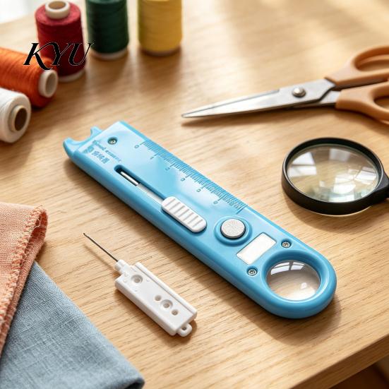 Portable Sewing Gadget 1/2Pcs 4-In-1 Threader Tool with Seam Remover, Magnifier & Multi-Function Scale, Magnetic Threading Device for Industrial Home,