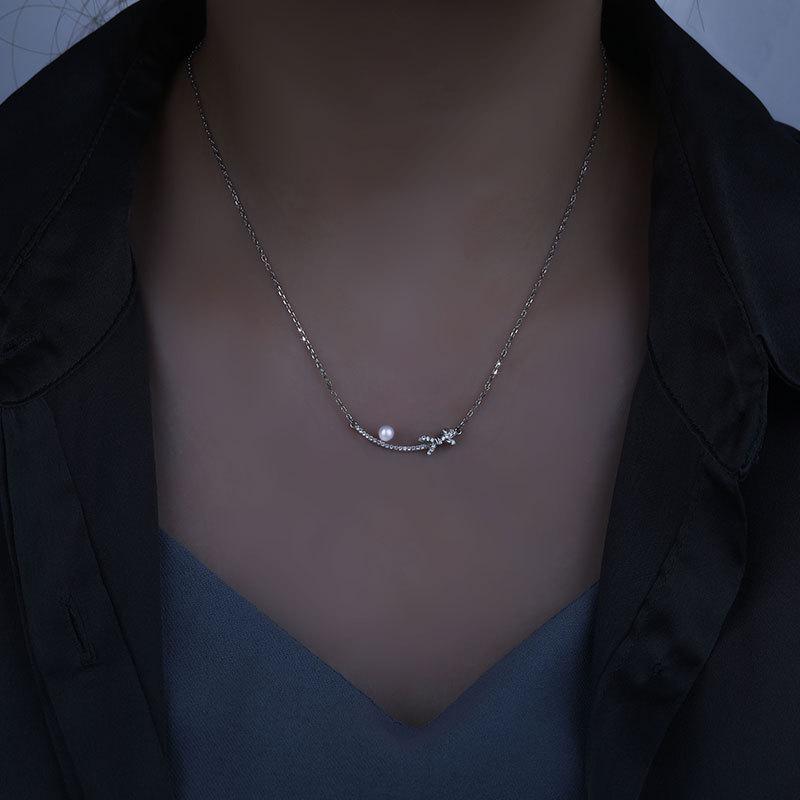 Улыбающийся бант жемчужное ожерелье французский ретро темперамент элегантная ключичная цепочка год модный